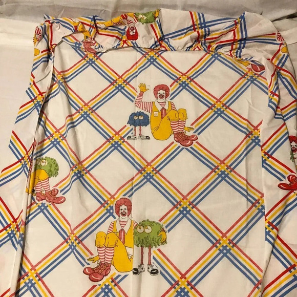 Vintage 1978 McDonalds Flat and Fitted Twin Bed Sheet Ronald McDonald - Picture 10 of 16